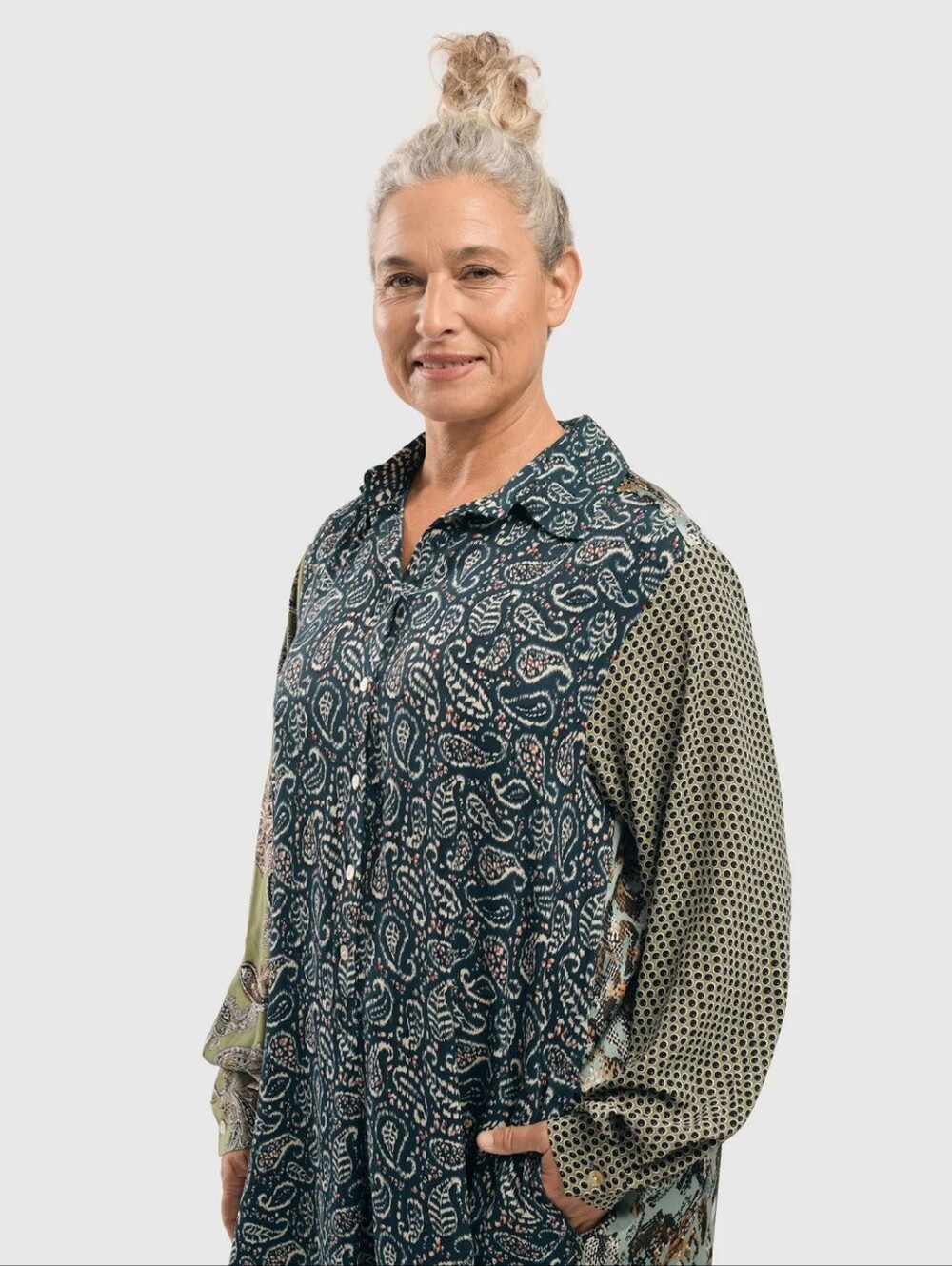 Alembika Paisley Shirt Dress Size 4 US size L / XL Oversize NEW $324 - Picture 7 of 16